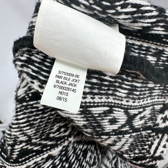 Old Navy Fair Isle Sweater Cardigan Womens L Black/White Open Front Knit Long - Picture 6 of 7